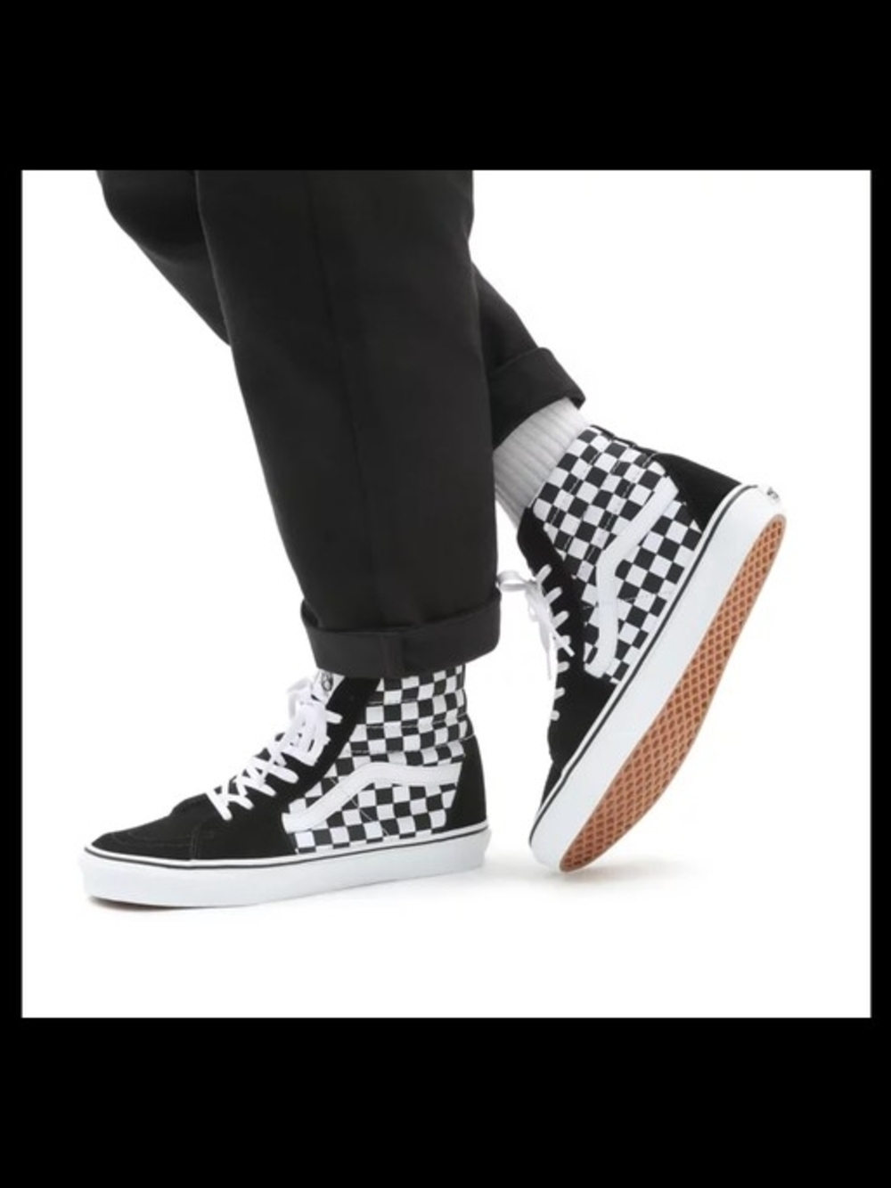 Vans Sk8-Hi Black & White Checkerboard High Top Sneakers Women Size 7.5/ Men 6.0